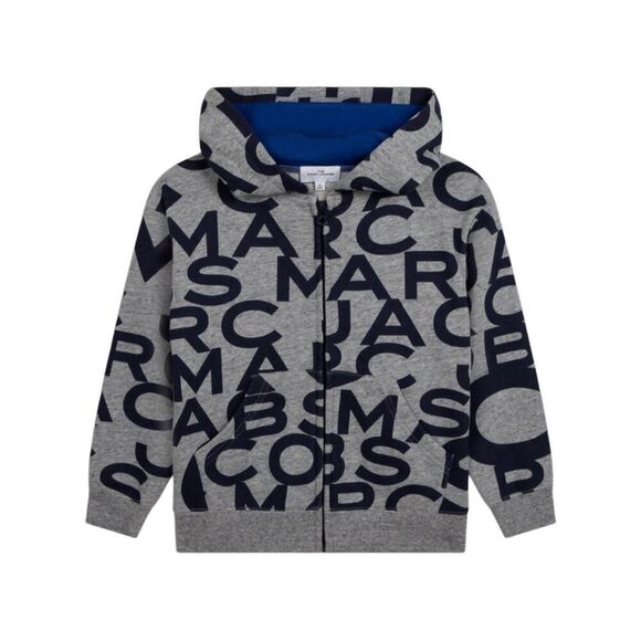 Little Marc Jacobs Kids Size 6 Grey Print Zip-up Hoodie - Picture 1 of 10